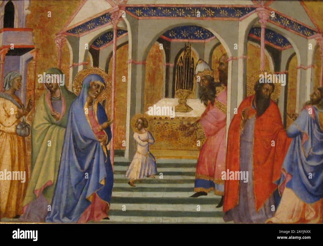 Fredi, Bartolo di - "Darstellung Mariens im Tempel, ca. 1360, Tempra & Vergoldung auf Holz, 29 x 43 cm. Stockfoto