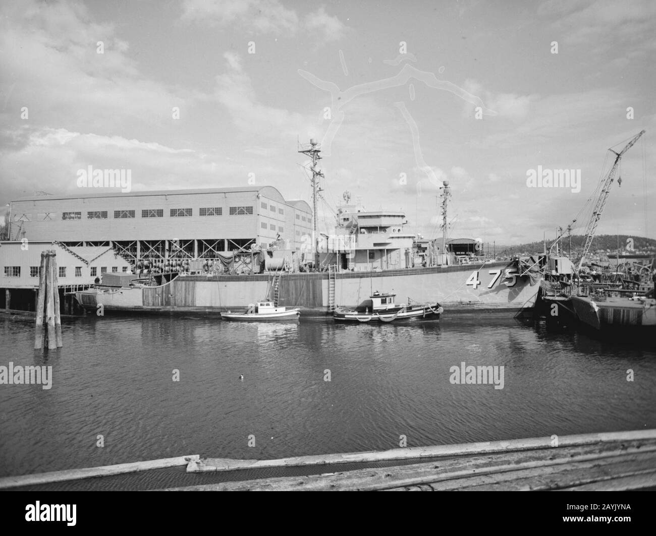 Französischer Minenräumer Mein Tho (M618), der auf Bellingham Shipyards c Rahmen. Stockfoto