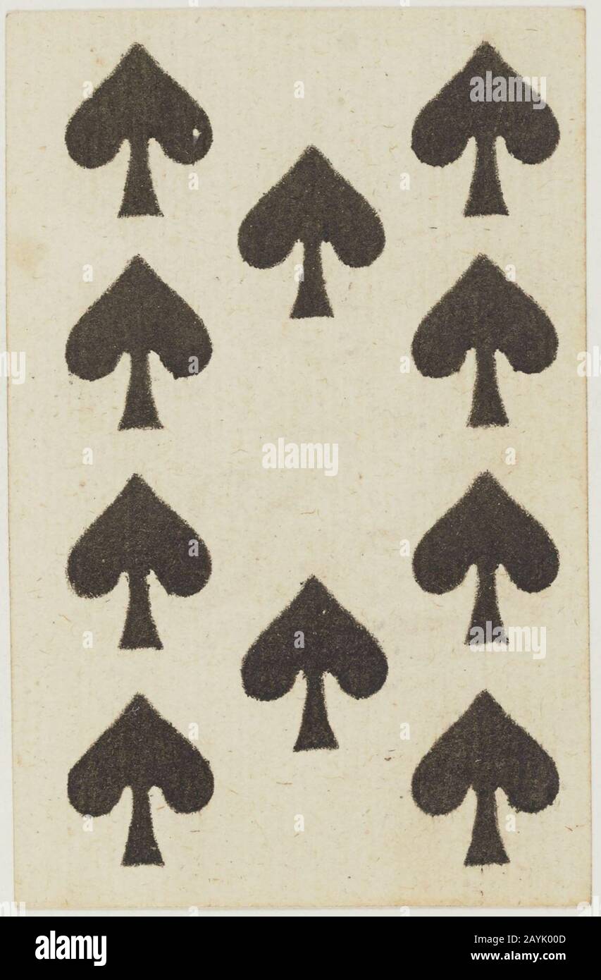 Französisches Kartendeck im Portrait - 18-10 von Spades. Stockfoto