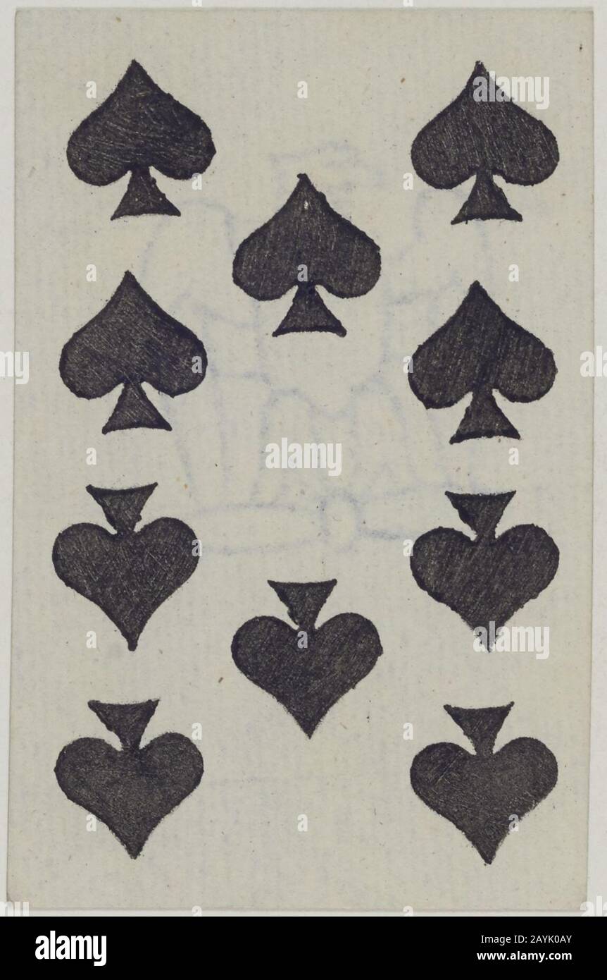 Französisches Kartendeck mit Portrait - 185-10 von Spades. Stockfoto