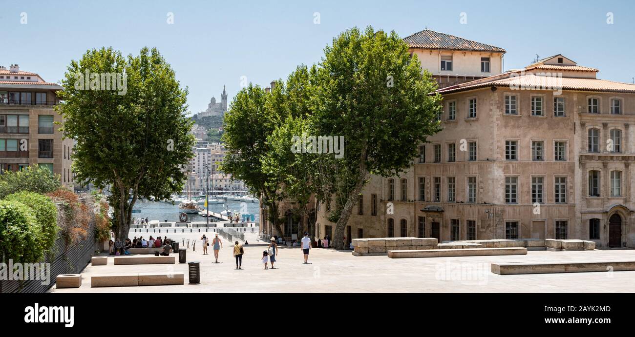 Le Vieux Port, vu du Panier - Marseille, Frankreich Stockfoto