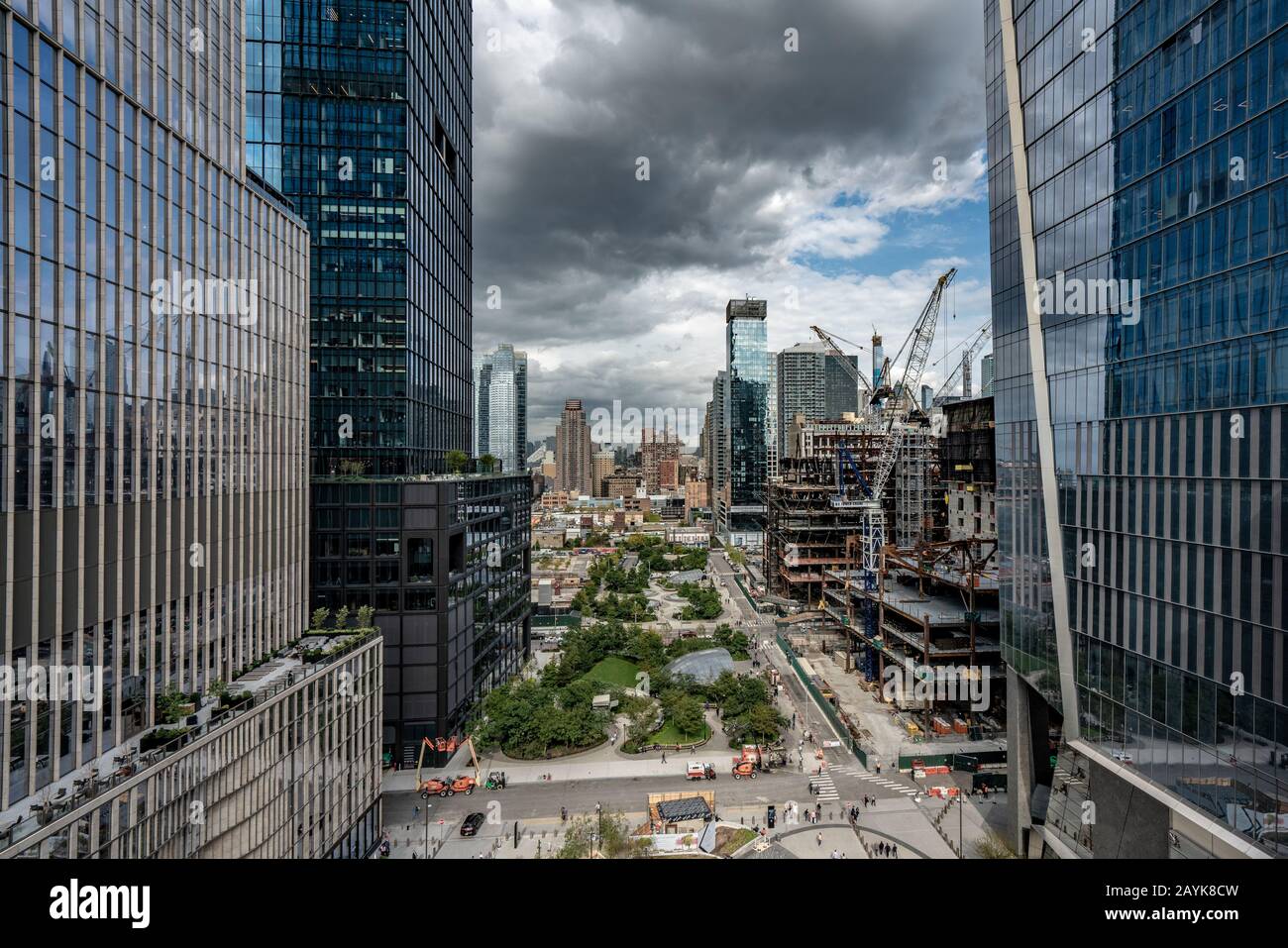 New YORK, USA - 07. OKTOBER: Dies ist ein Luftbild der Wolkenkratzer an der Entwicklung der Hudson Yards in Manhattan am 07. Oktober 2019 in New York Stockfoto