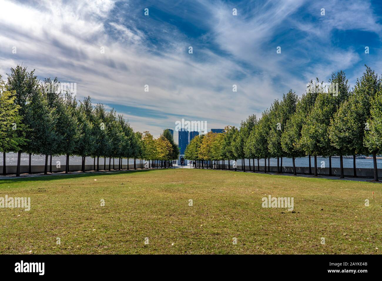 Malerische Aussicht auf den Four Freedoms State Park auf Roosevelt Island Stockfoto