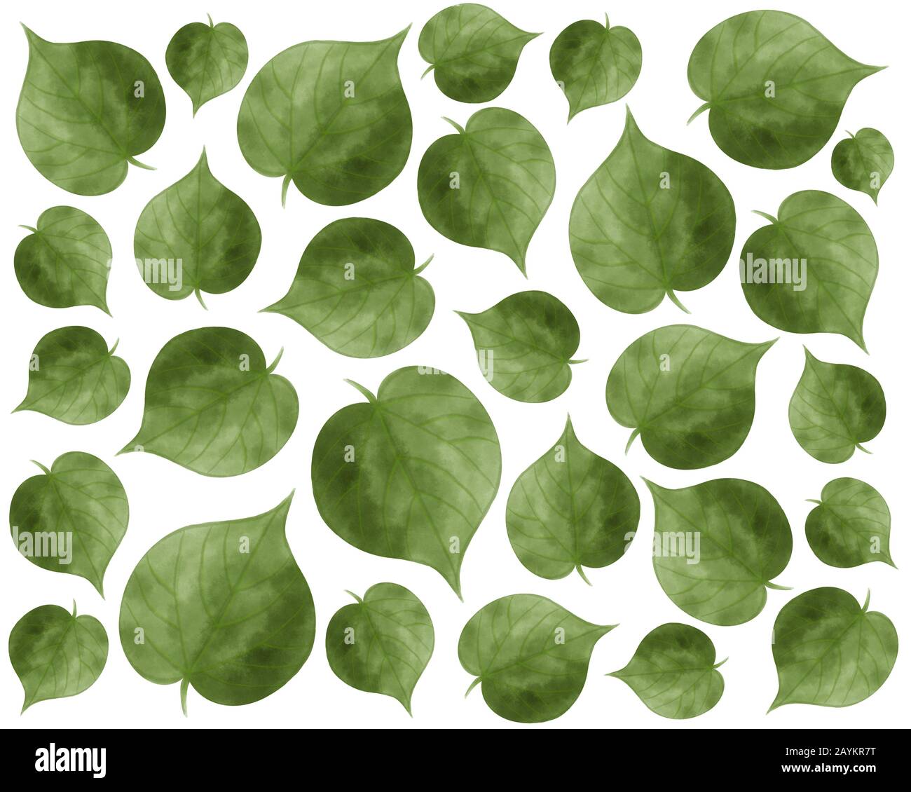 Aquarellmuster mit Lindenblättern, nahtloser naturgrüner Hintergrund. Stockfoto