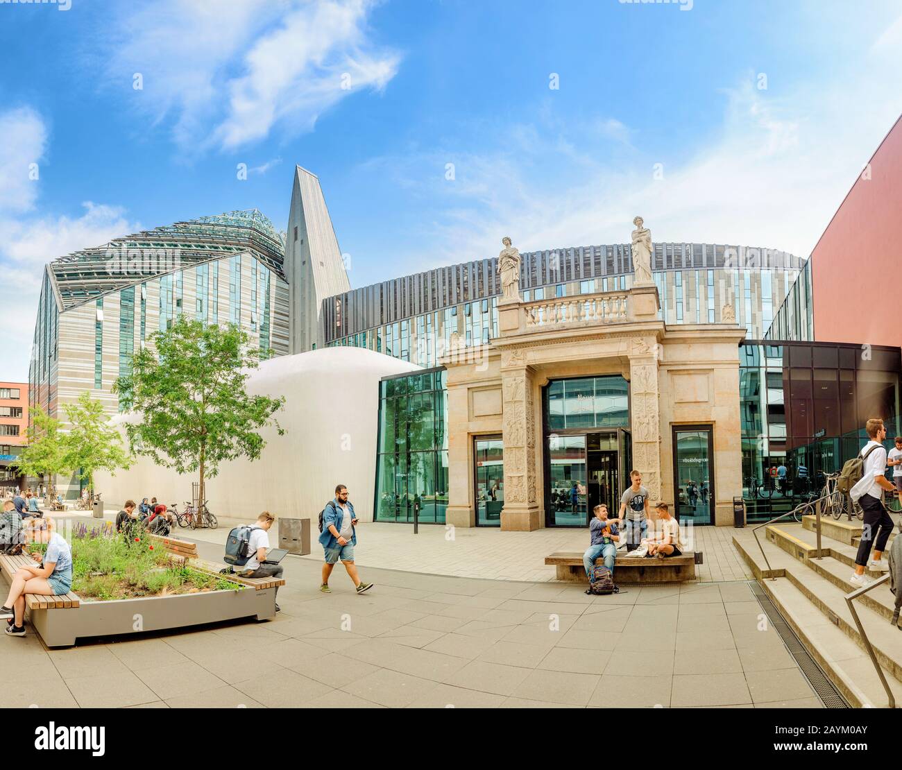 21. MAI 2018, LEIPZIG, DEUTSCHLAND: Architektur des Gebäudes der Universität Leipzig Stockfoto