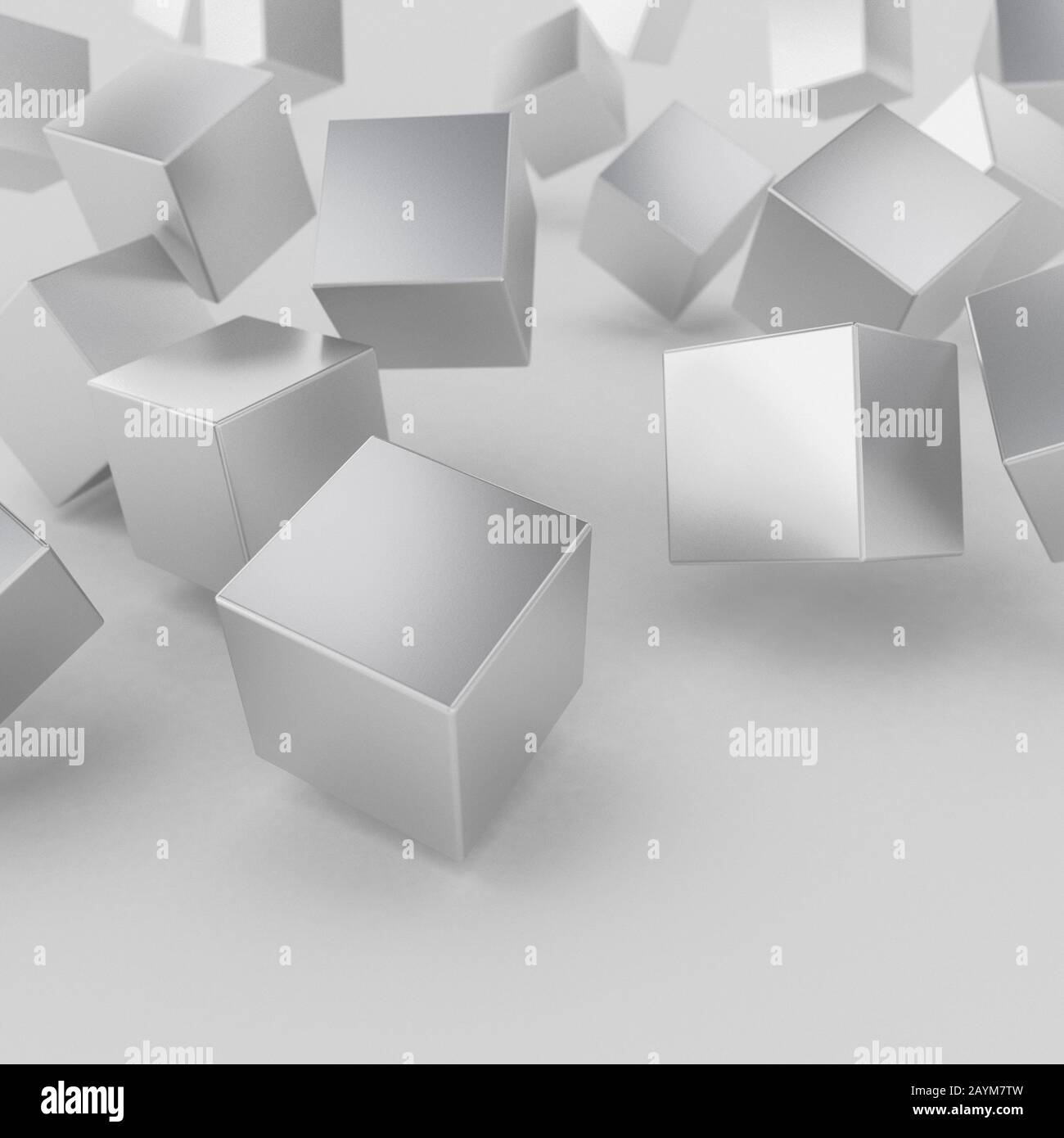 Design abstrakter grauer Würfel, 3D-Rendering Stockfoto