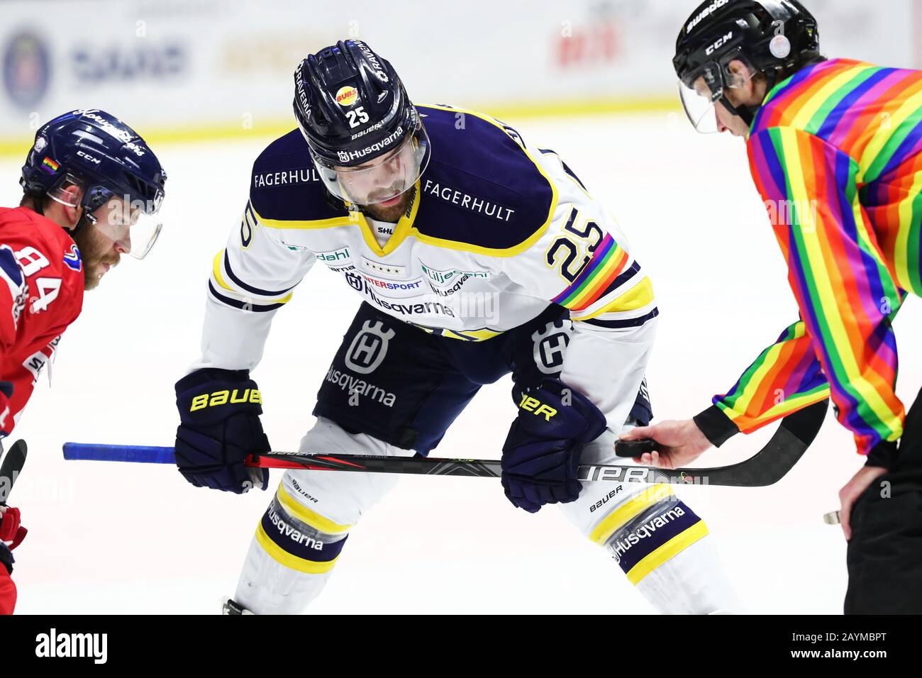 Linköping, Schweden 20200215HV Nummer 25 Axel Holmström beim Samstags-Eishockeyspiel in der SHL zwischen Linköping HC-HV71 in der Saab-Arena. Foto Jeppe Gustafsson Stockfoto