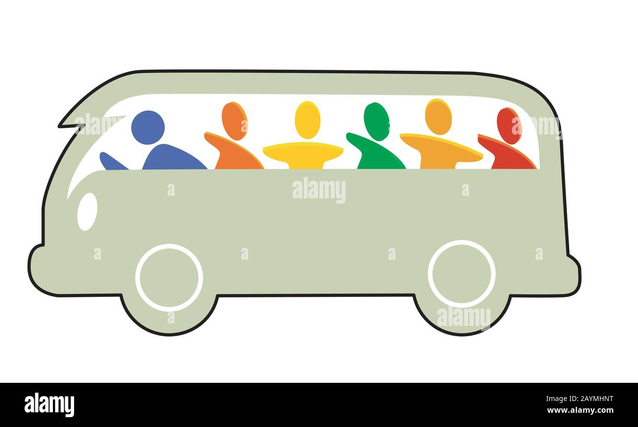 Cooler Tour-Minibus - Vektorgrafiken Stock Vektor