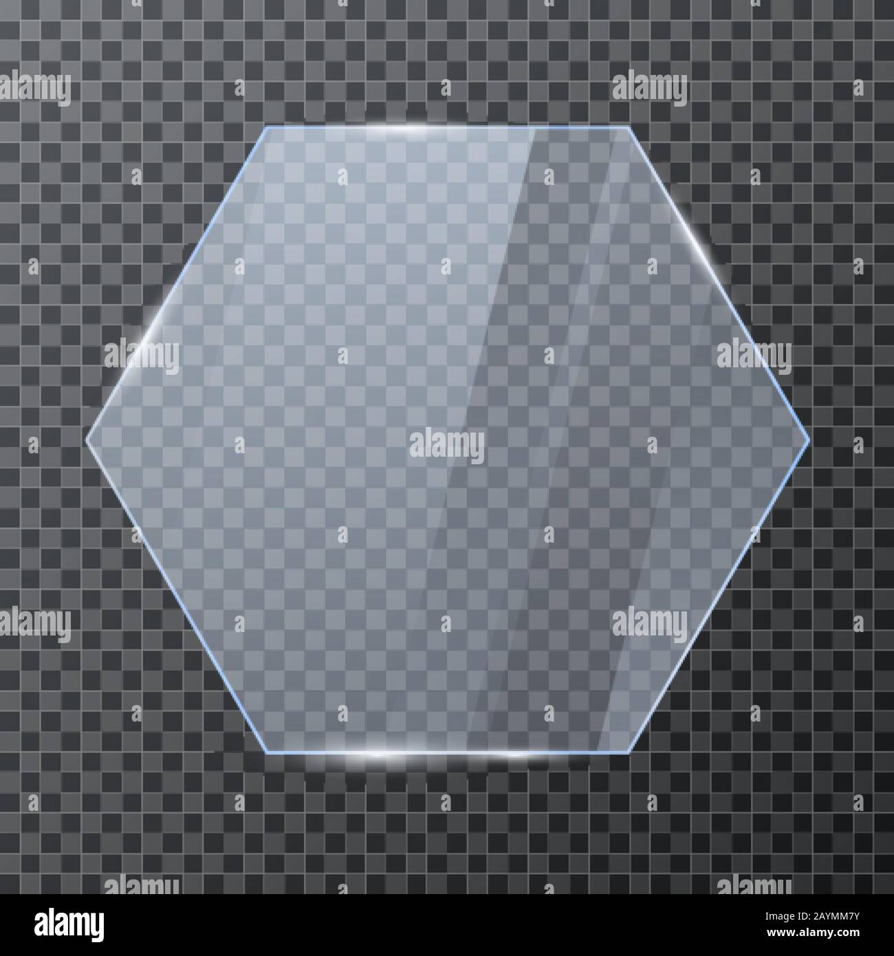 Sechseckiges Glasbanner. Polygon, Transparentes Element, Glänzend. Vektorgrafiken Stock Vektor