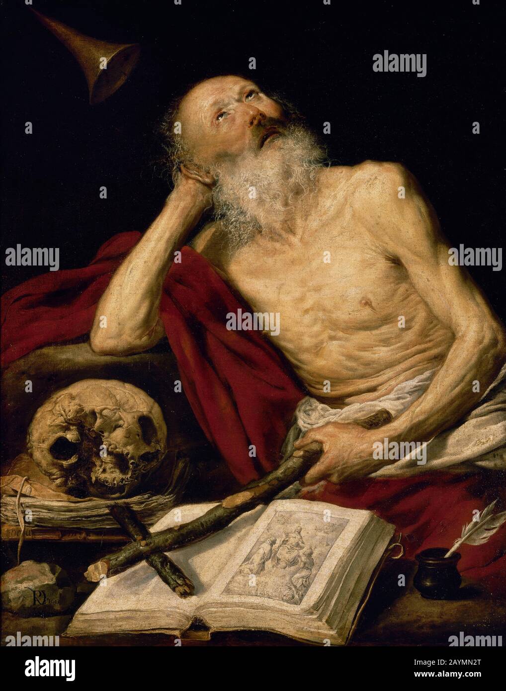 Der Heilige Jerome, 1643. Gemälde von Antonio de Pereda y Salgado (1611-1678). Im Stil des Barock. Öl auf Leinwand, 1,05 x 0,84 m. Prado Museum. Madrid, Spanien. Stockfoto