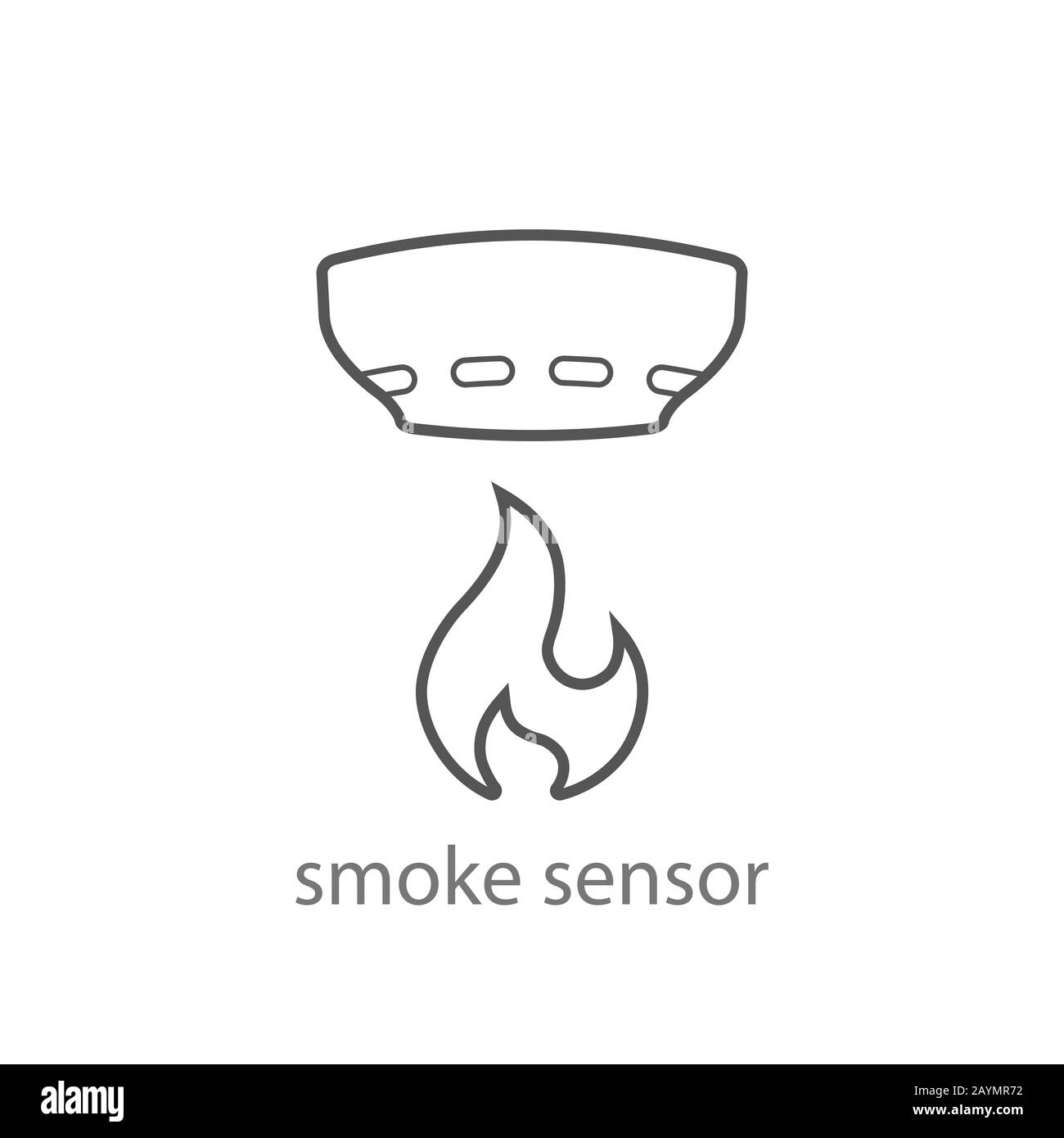Lineares Vektorsymbol des Brandmeldesystems auf weißem Hintergrund isoliert. Vektorgrafiken. EPS 10 Stock Vektor