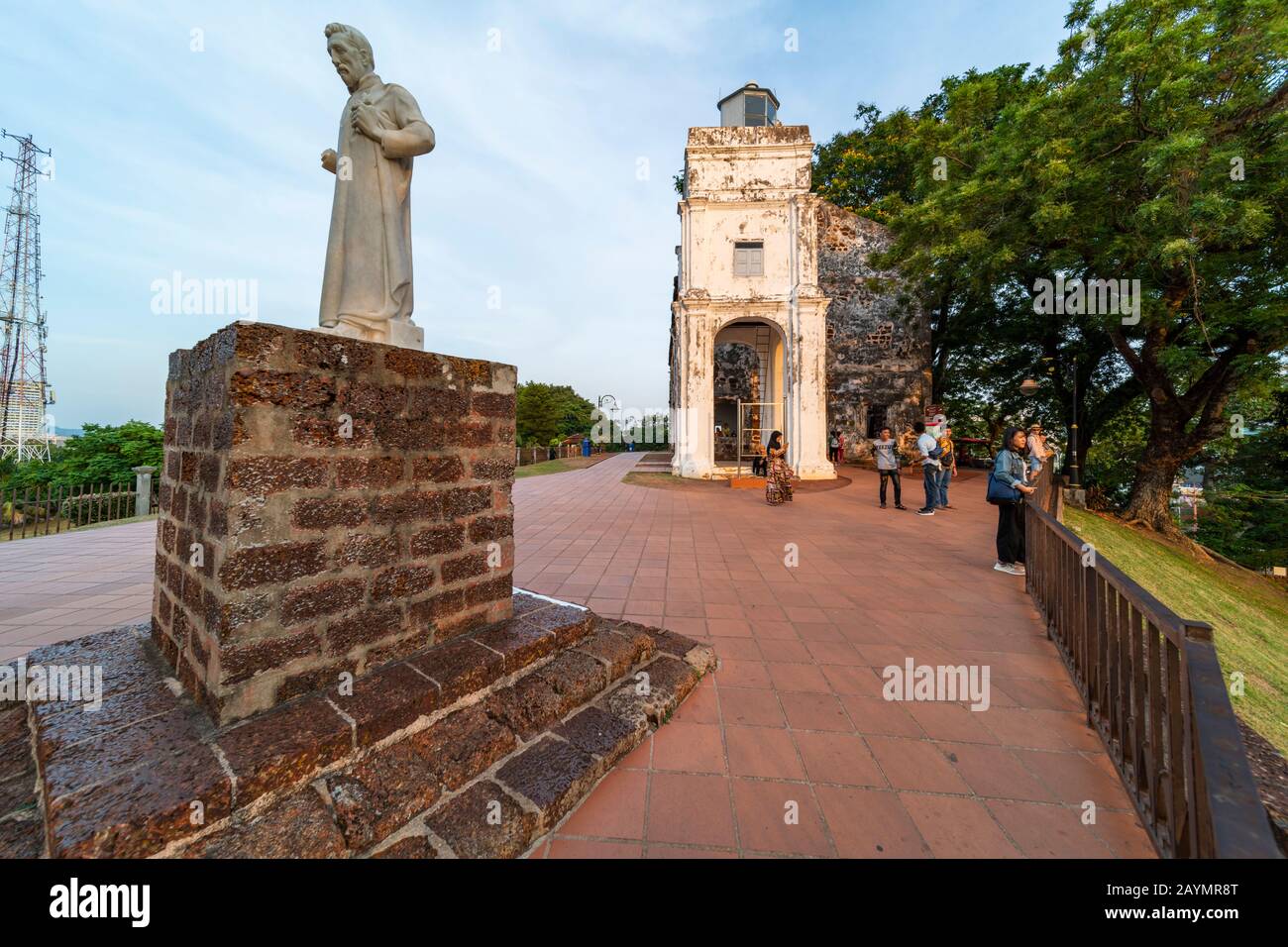 Luftbild die Ruinen der St. Paul's Church in Melaka (Melacca) Malaysia. Ehemalige holländische Kolonie. Stockfoto