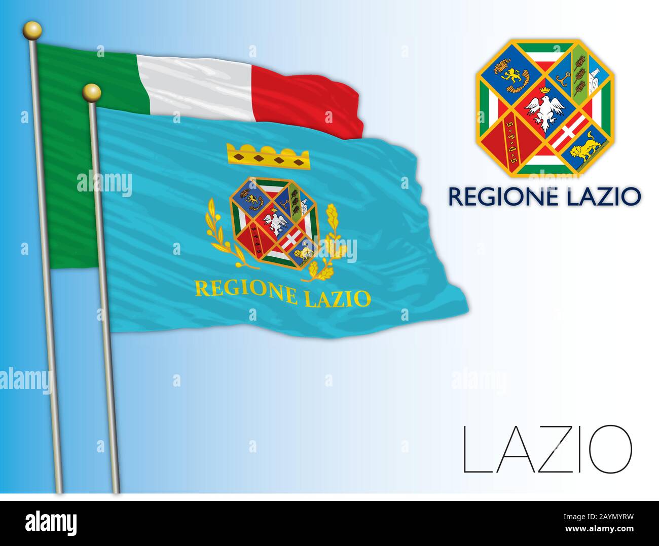 Lazio offizielle Regionalflaggen und -Wappen, Italien, Vektorillustration Stock Vektor