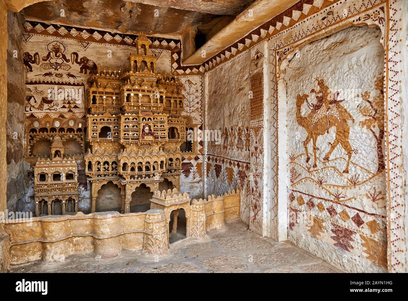 Historisches Modell von Jaisalmer, Rajasthan, Indien Stockfoto