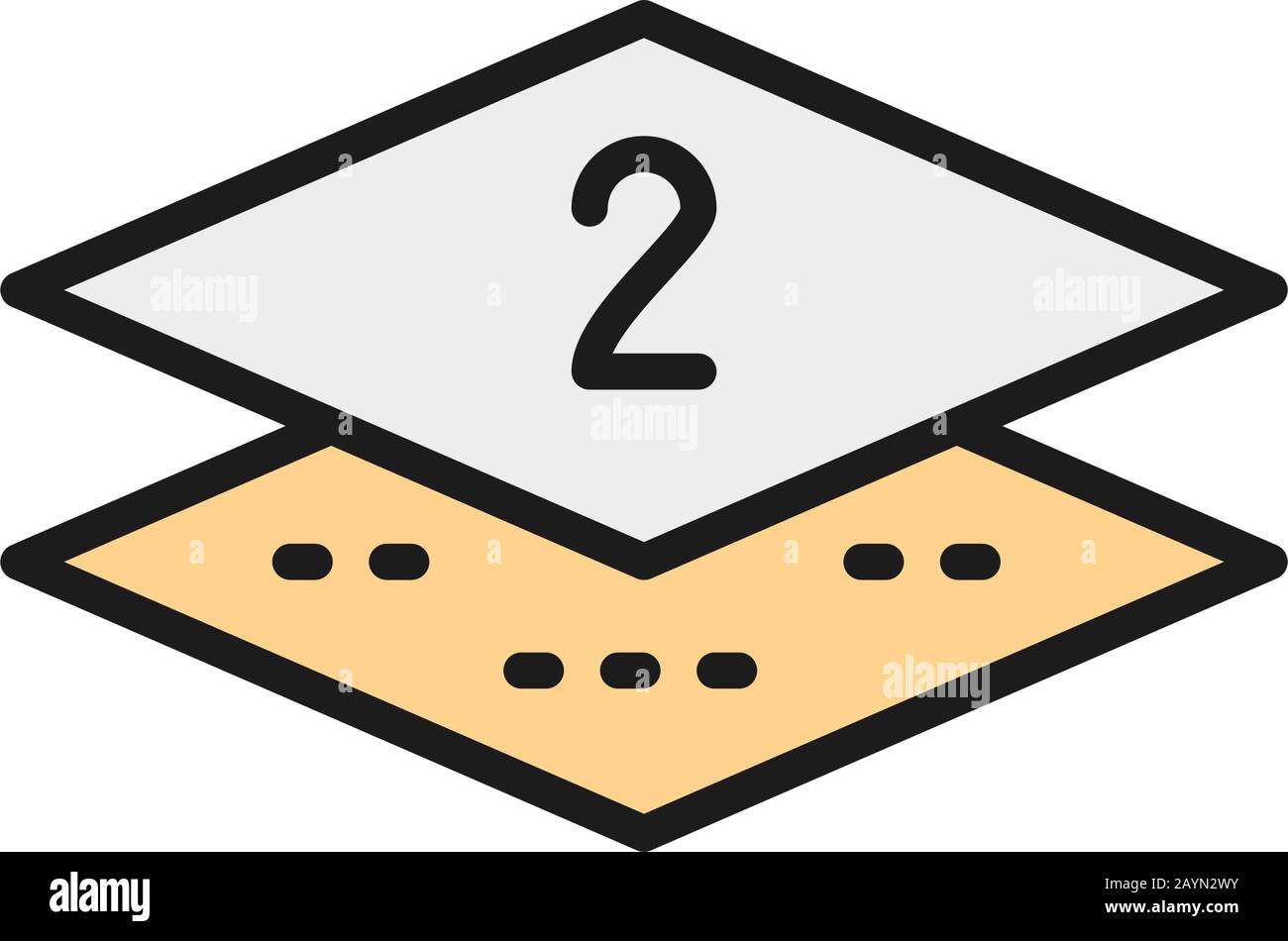 Zweilagiges Symbol für flache Farblinien in Serviette. Stock Vektor