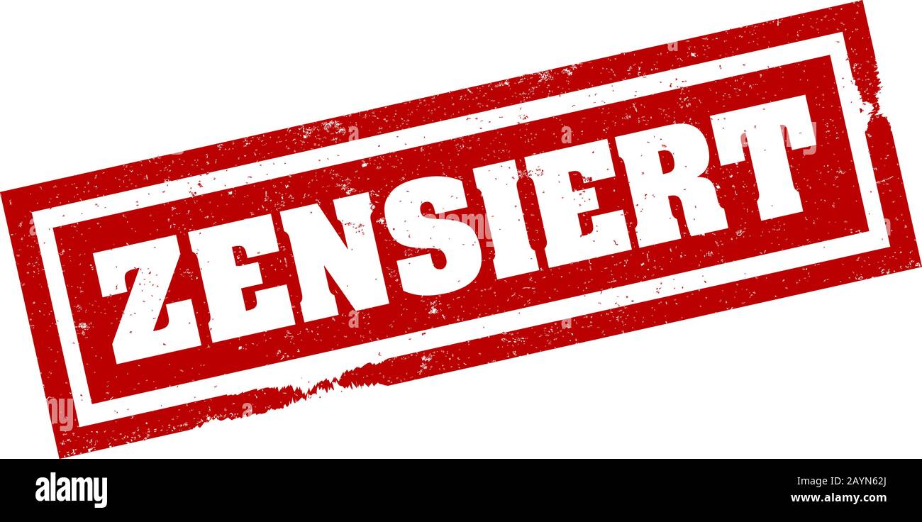 Roter grungiger Gummi-Stempelaufdruck mit Wort Zentert, Deutsch für ZENSIERTE Vektorgrafiken Stock Vektor