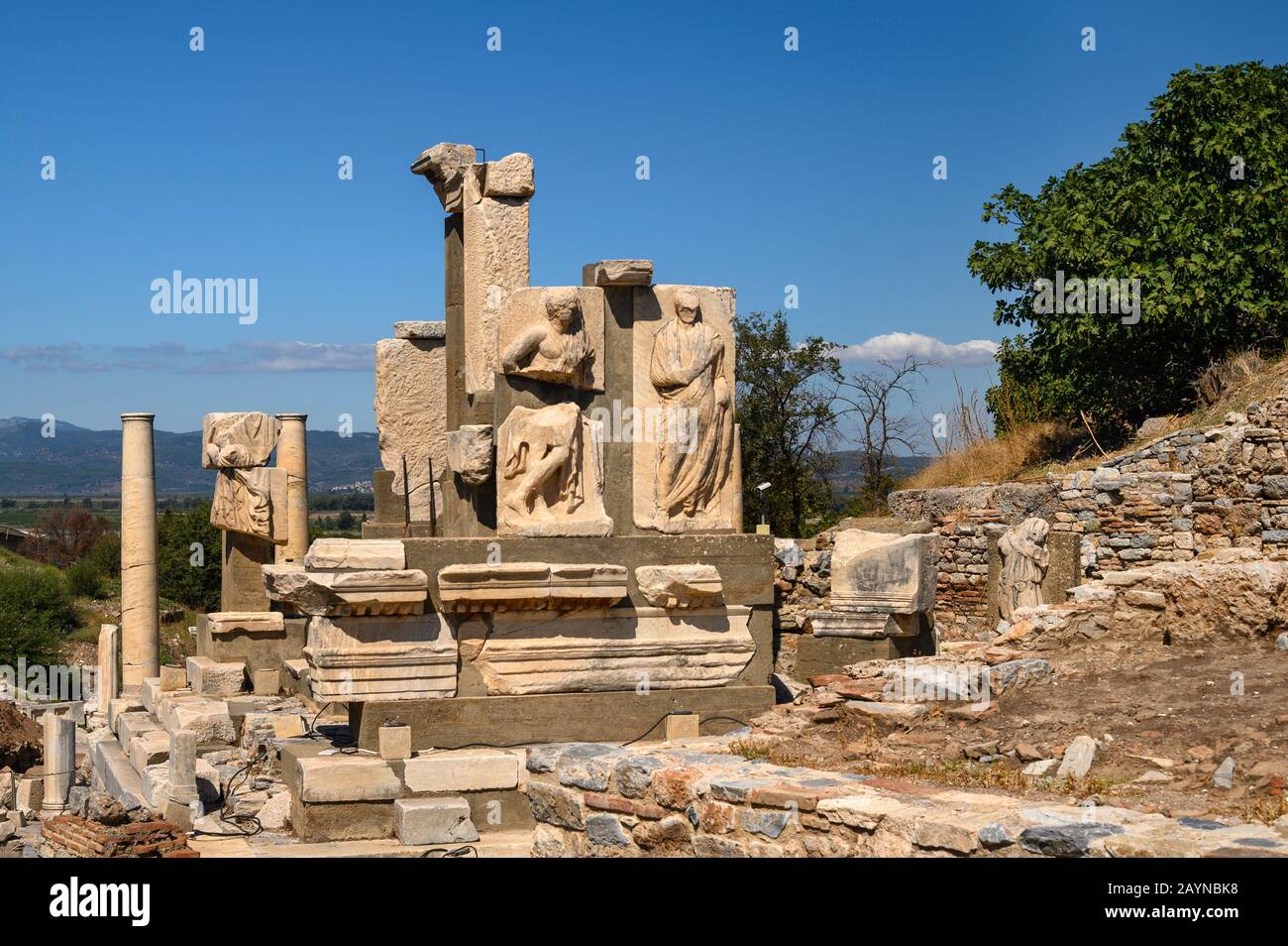 Ruinen in der antiken griechischen Stadt Ephesus in der türkischen Provinz Izmir Stockfoto