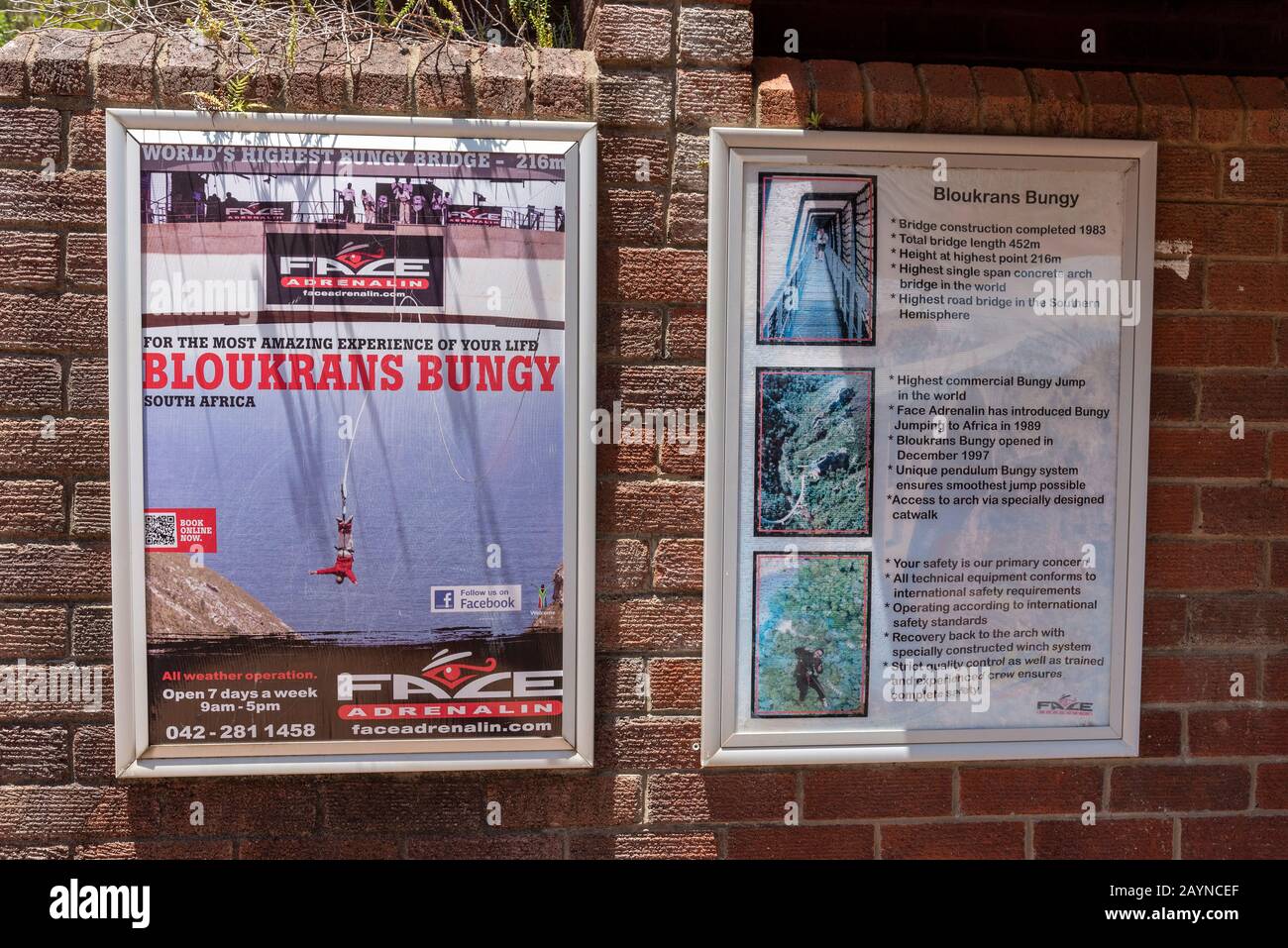 Bloukrans Bridge, Ostkaper, Südafrika. Dezember 2019. Informationstafel für wären bunte Pullover an der Bloukrans Bridge auf der Gartenroute, Eastern Stockfoto