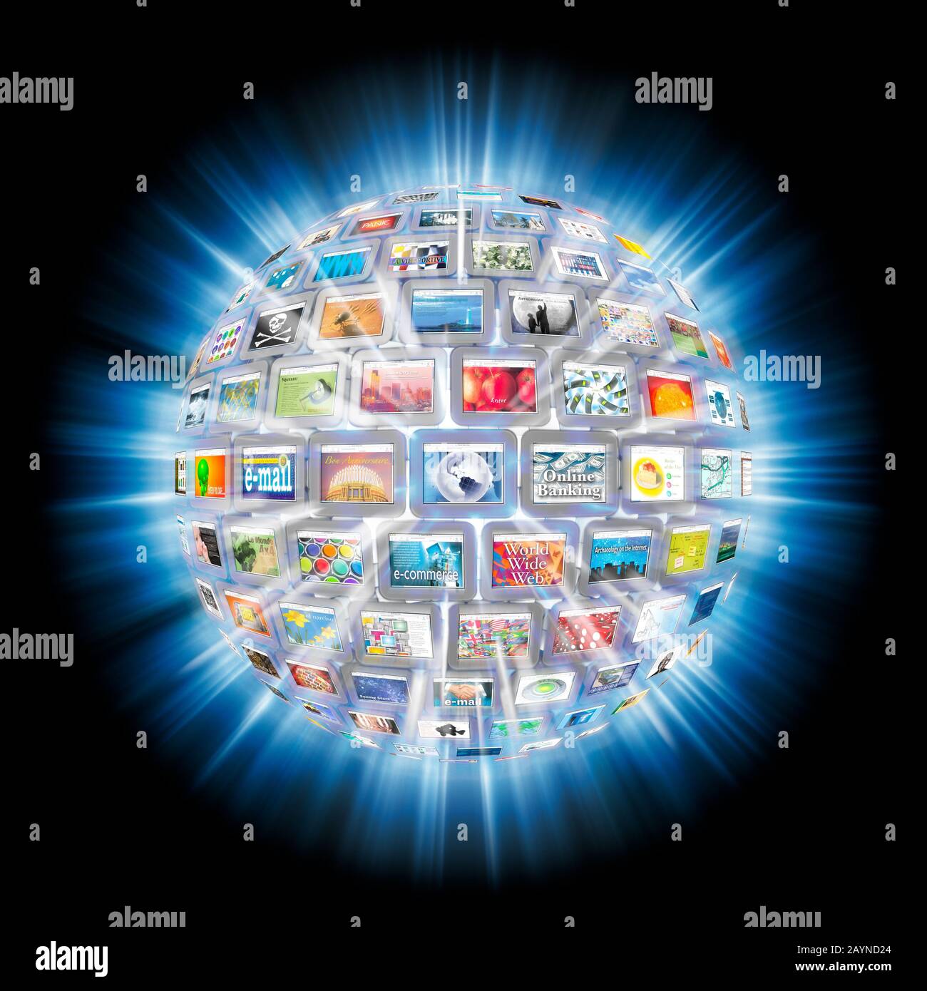 Globus aus Computerbildschirmen. Das Internet. World Wide Web Stockfoto
