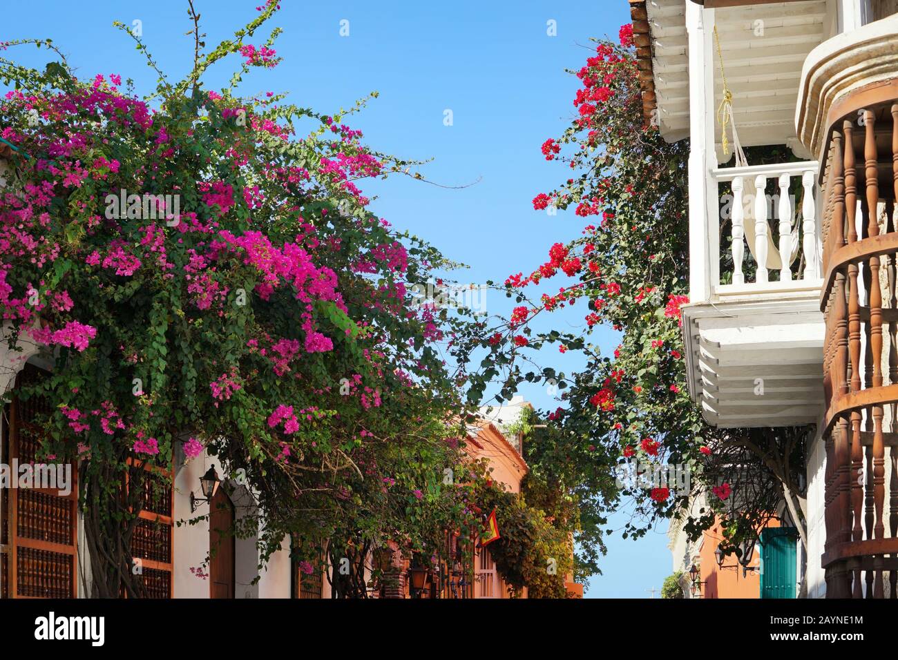 Blick auf die koloniale Altstadt von Cartagena de Las Indias, in Kolumbien, Lateinamerika. Stockfoto Blick auf die koloniale Altstadt von Cartagena de Las Indias, in Kolumbien, Lateinamerika. Stockfoto