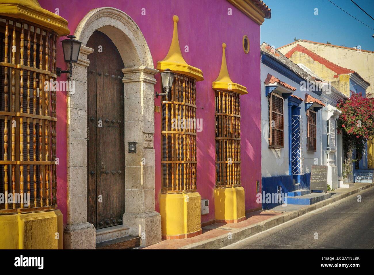 Blick auf die koloniale Altstadt von Cartagena de Las Indias, in Kolumbien, Lateinamerika. Stockfoto