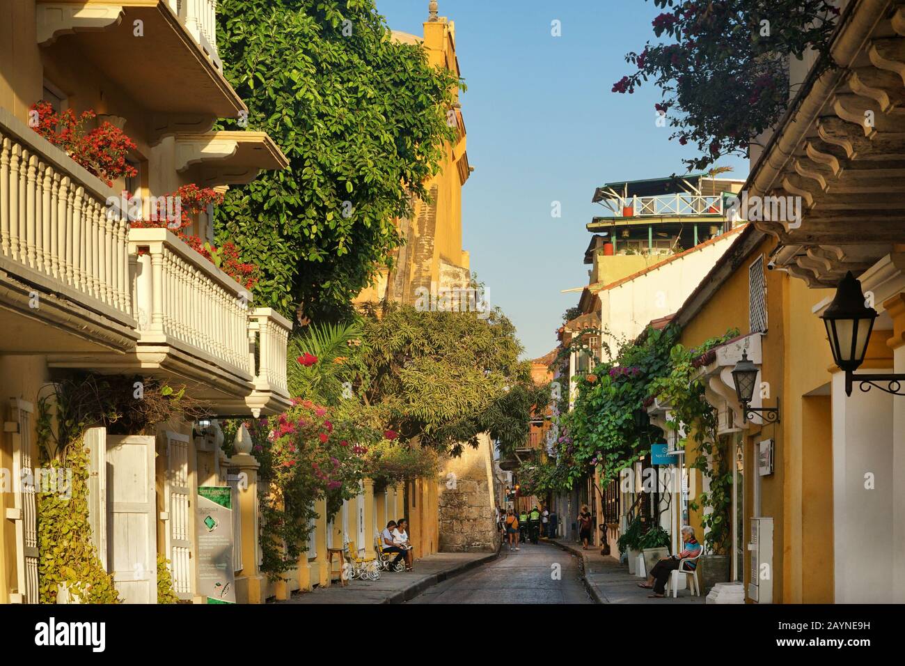Blick auf die koloniale Altstadt von Cartagena de Las Indias, in Kolumbien, Lateinamerika. Stockfoto