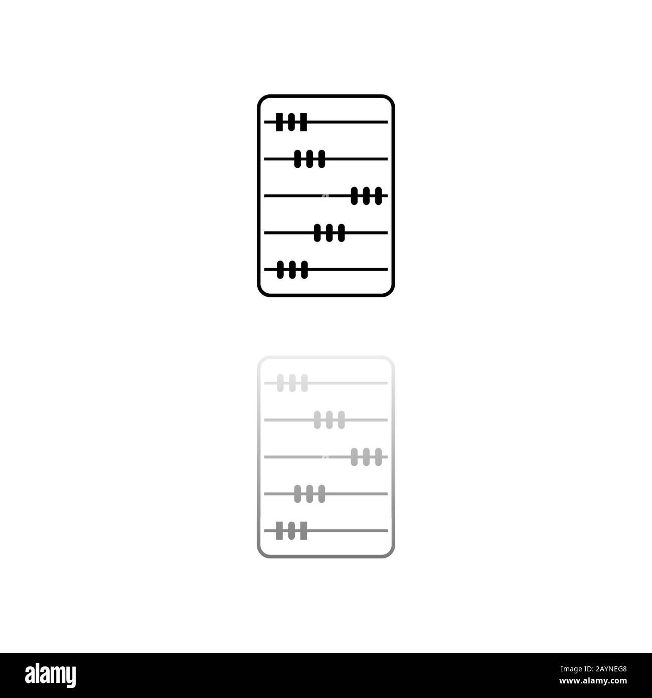 Abacus. Schwarzes Symbol auf weißem Hintergrund. Einfache Abbildung. Symbol "Flacher Vektor". Spiegelreflexionsschatten. Kann in Logo, Web, Mobile und UI UX verwendet werden Stock Vektor