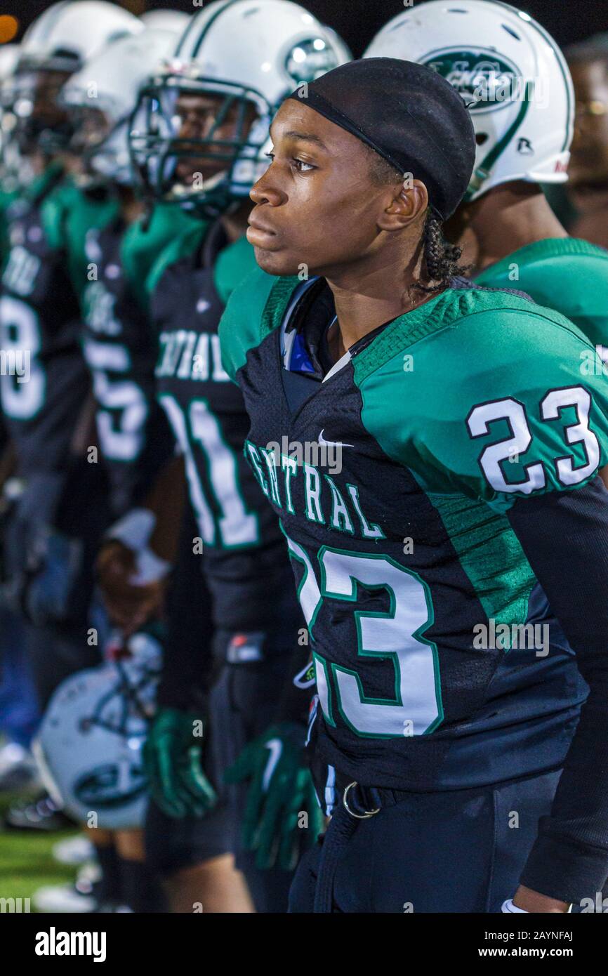 Miami Florida, Liberty City, Miami Dade College North Campus, Traz Powell Stadium, High School Football Playoffs, Central vs. South Dade, Black Blacks African Stockfoto