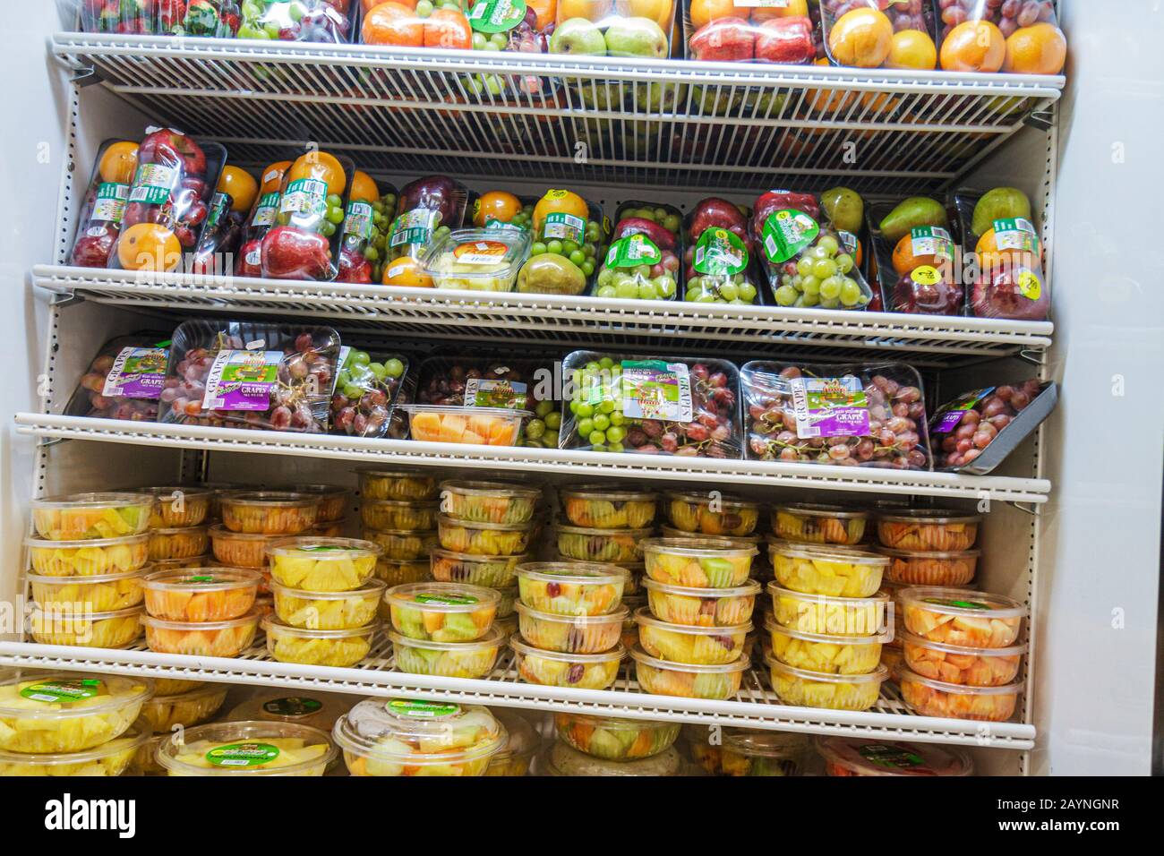 Miami Beach Florida, Obst, Vitrine Verkauf, Lebensmittel, Vitrine Verkauf, Regal Regale, FL101231062 Stockfoto