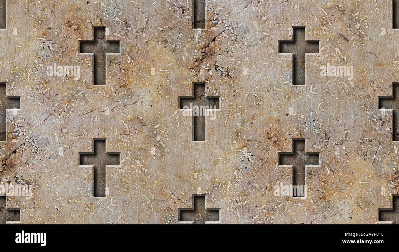 Nahtlose darstellung des christlichen Kreuzmusters 3d-Rendering Stockfoto
