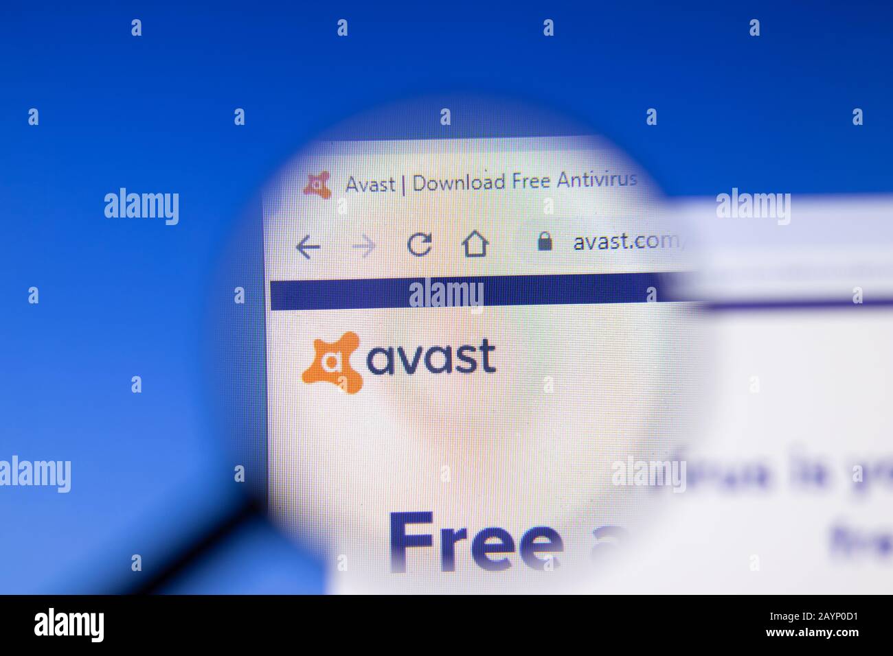Sankt Petersburg, Russland - 18. Februar 2020: Logo der Webseite des Unternehmens avast Software auf dem Laptop-Display. Bildschirm mit Symbol, Bildmaterial Stockfoto