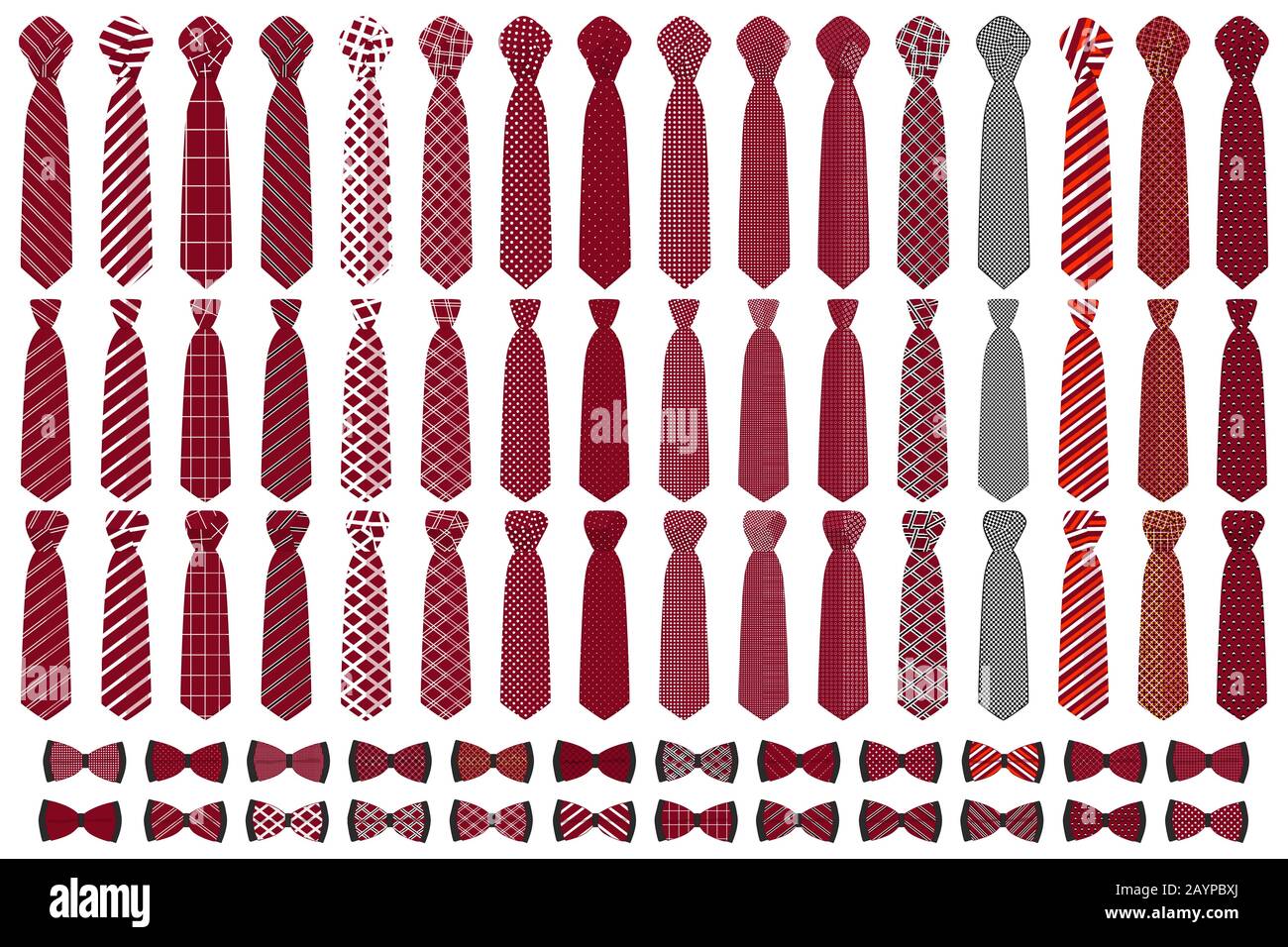 Abbildung auf Thema große farbige Set Krawatten, Querbinder verschiedener Größe. Krawatte aus Sammlung Kleidungsstücke Bow Tie für werden. Stock Vektor