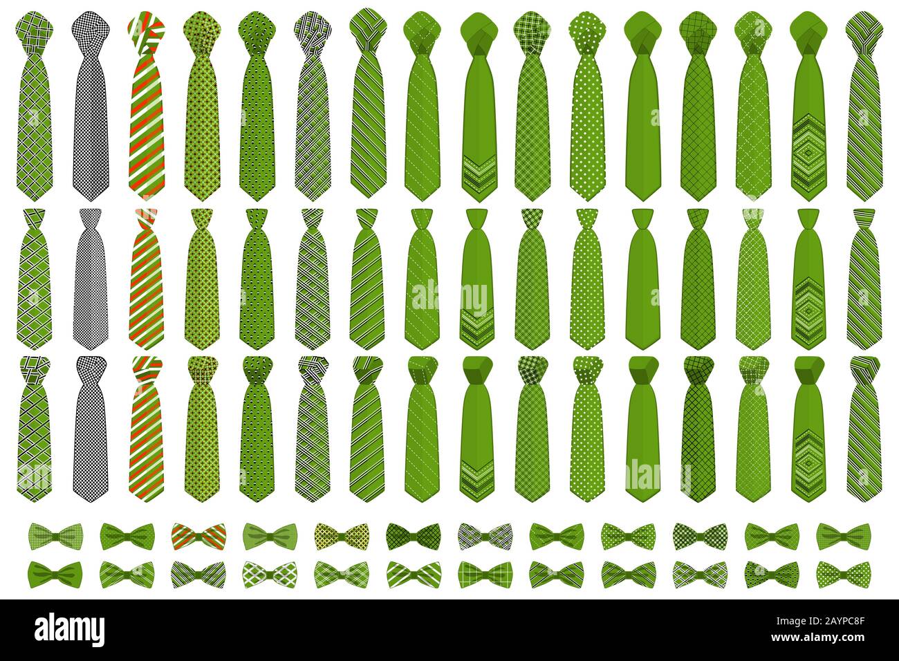 Abbildung auf Thema große farbige Set Krawatten, Querbinder verschiedener Größe. Krawatte aus Sammlung Kleidungsstücke Bow Tie für werden. Stock Vektor