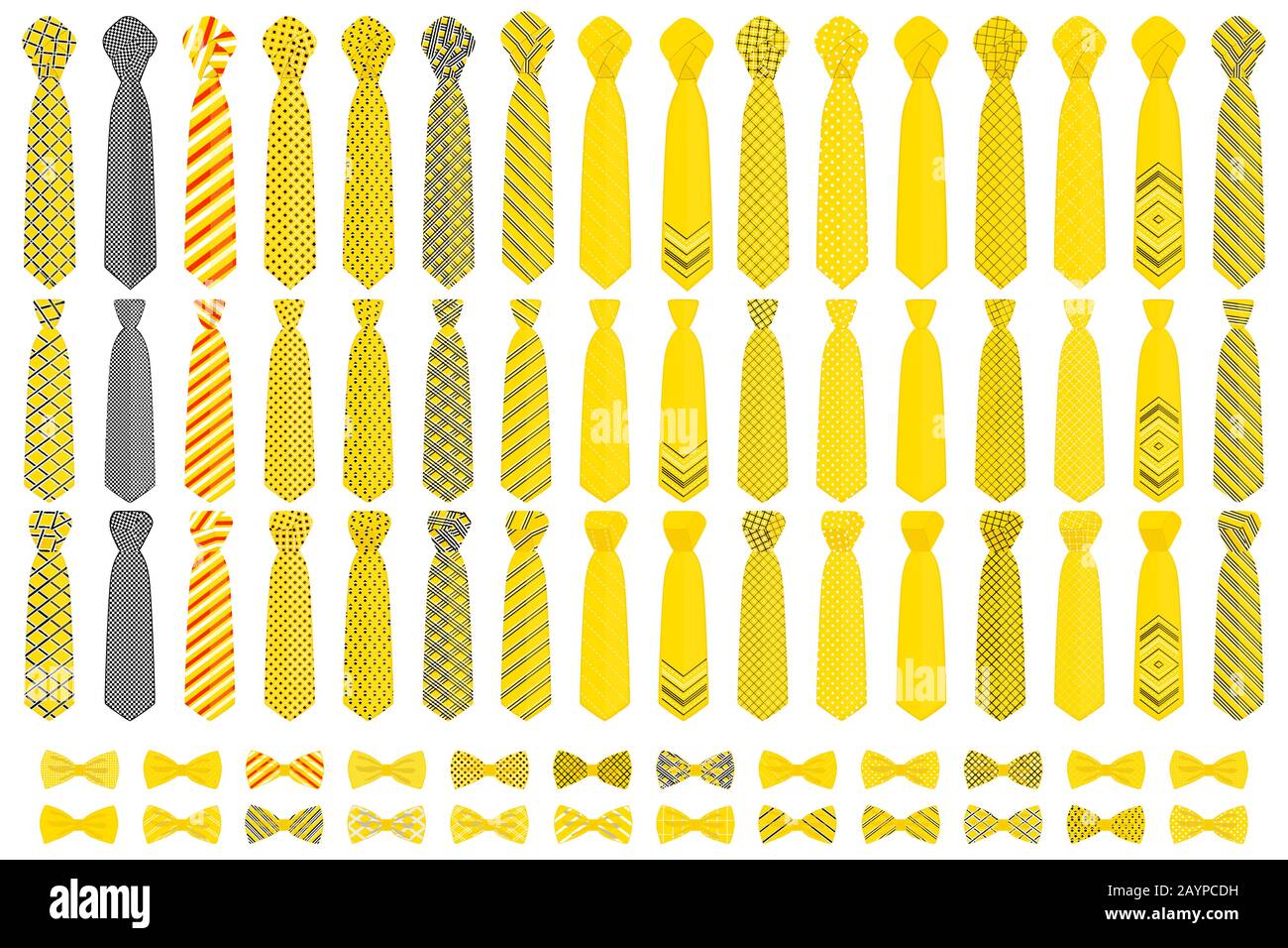 Abbildung auf Thema große farbige Set Krawatten, Querbinder verschiedener Größe. Krawatte aus Sammlung Kleidungsstücke Bow Tie für werden. Stock Vektor