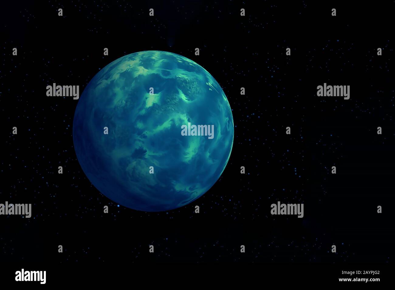 Blauer Exoplanet im tiefen Raum. Elemente dieses Bildes wurden von der NASA eingerichtet. Stockfoto