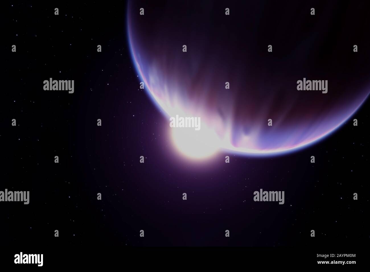 Exoplanet auf der dunklen Seite des Sterns. Elemente dieses Bildes wurden von der NASA eingerichtet. Stockfoto