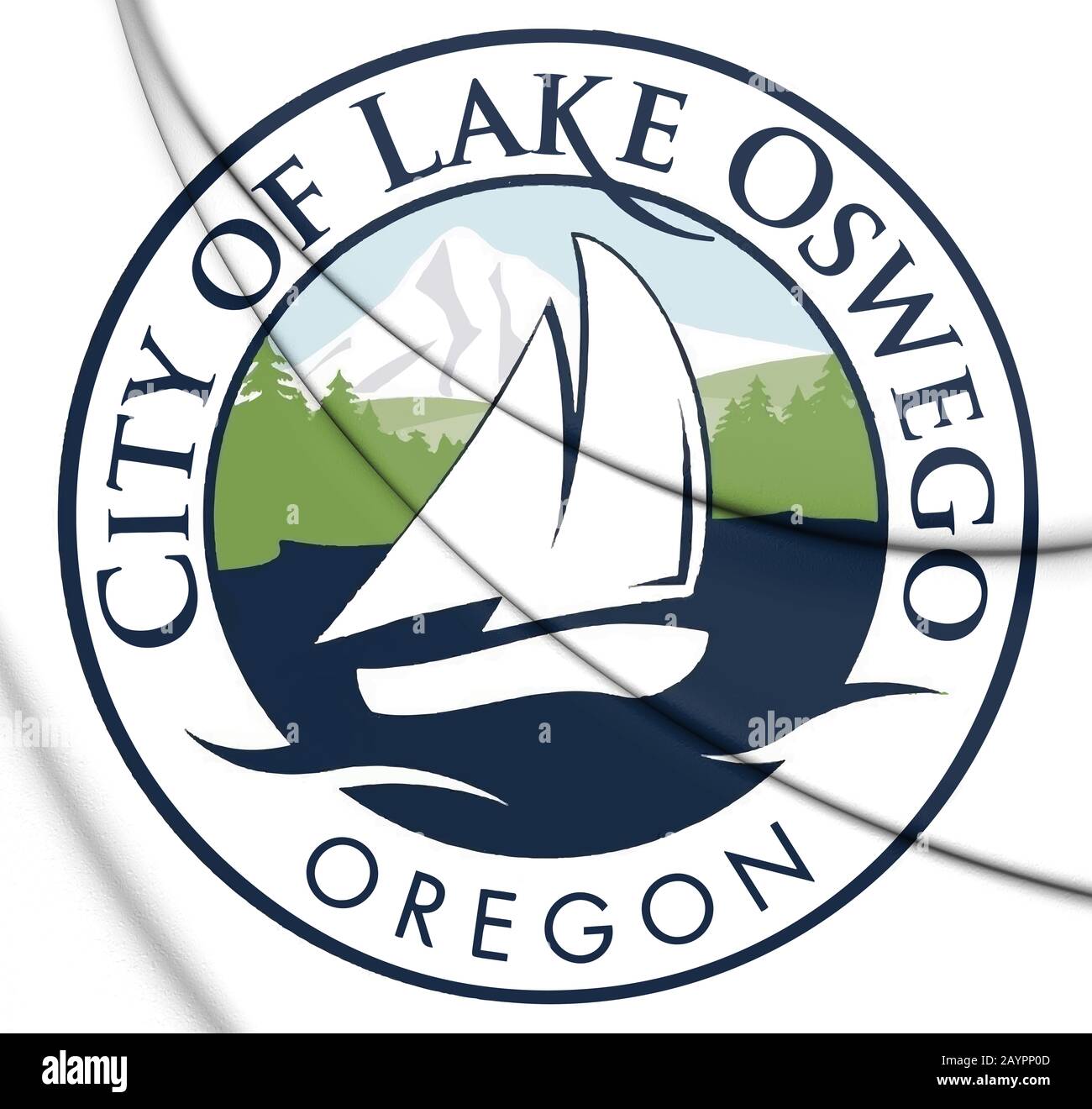 3D-Siegel von Lake Oswego (Oregon), USA. 3D-Darstellung. Stockfoto