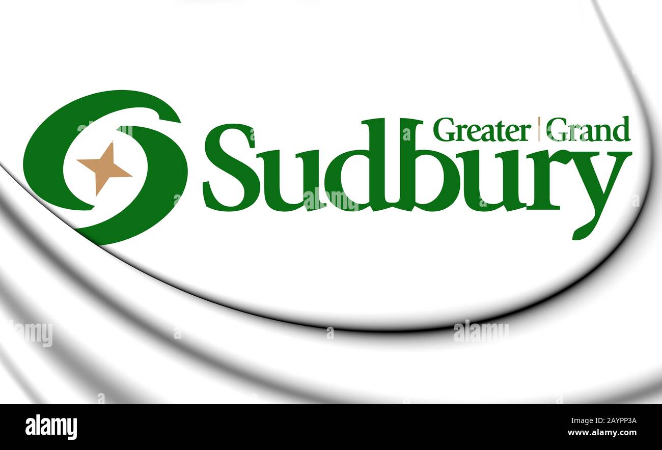 3D-Emblem von Greater Sudbury (Ontario), Kanada. 3D-Abbildung. Stockfoto