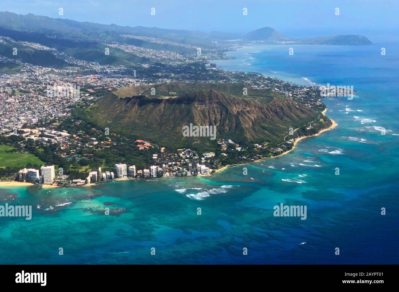 Luftaufnahme von Honolulu, Hawaii Stockfoto