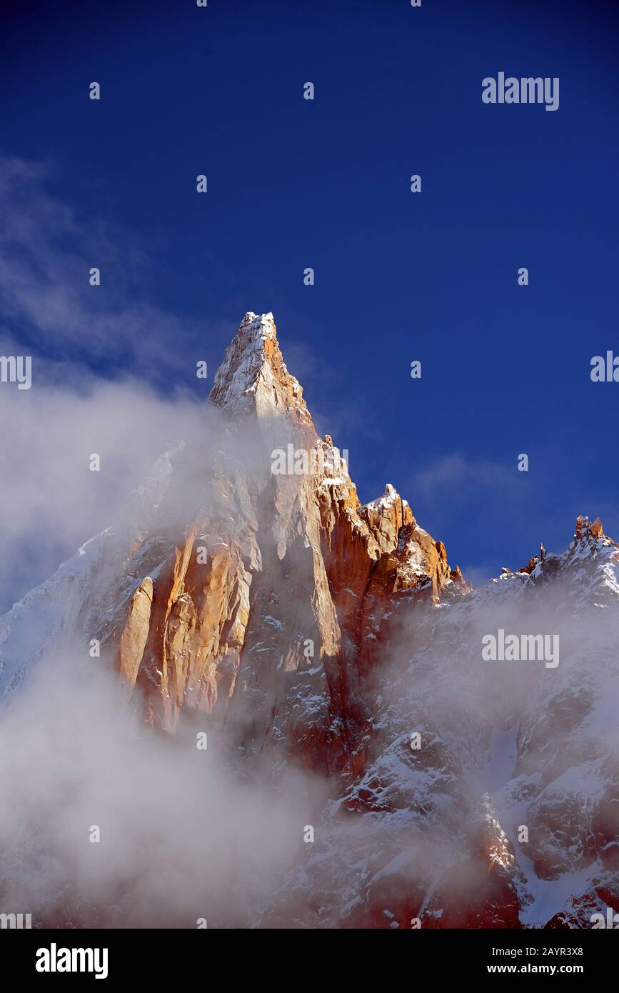 Aiguille du Dru, Frankreich, Savoie, Haute Savoie, Chamonix Stockfoto