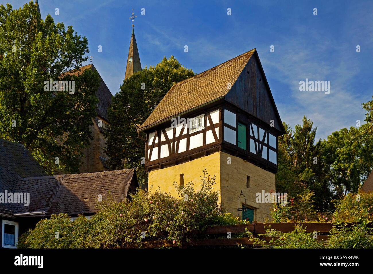 Lagerhaus aus dem 16. Jahrhundert, ältestes Gebäude Assinghausens, Deutschland, Nordrhein-Westfalen, Sauerland, Olsberg Stockfoto