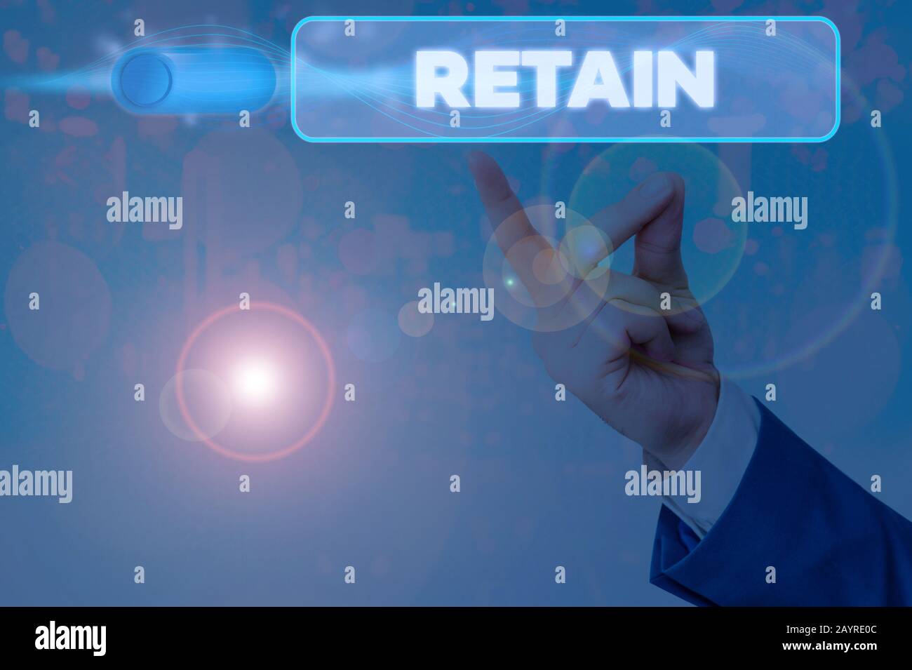 Konzeptionelle Handschreiben, die Retain zeigen. Konzept bedeutet, Dass Sie In einem einzigen Entgelt oder Dienst behalten oder sich im Besitz halten Stockfoto