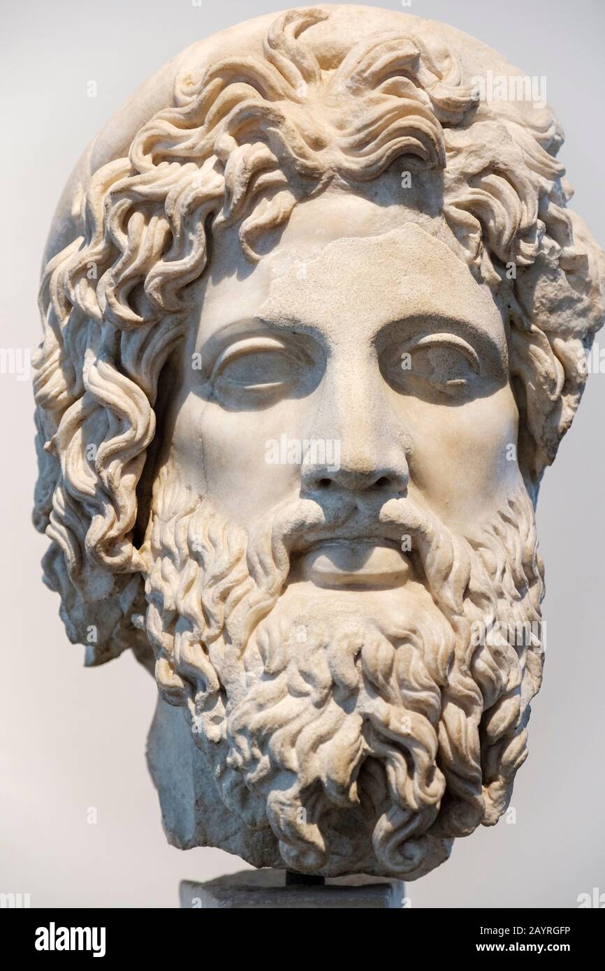 Palatinisches Museum, Museo Palatino, Leiter des Asclepius, Gott der Medizin, römische und griechische Mythen, Rom, Italien Stockfoto