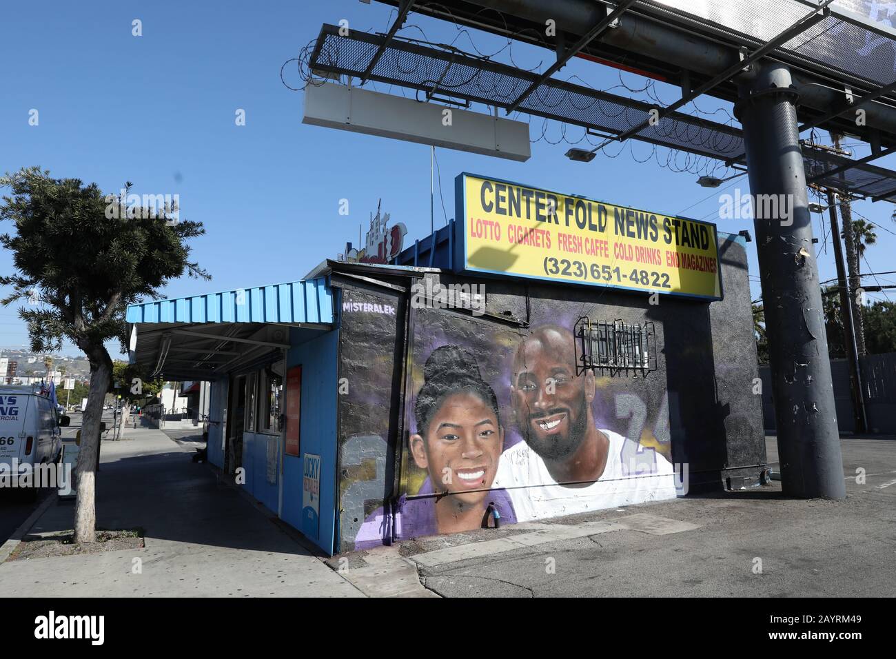 Kobe und Gigi Bryants Wandbilder auf Melrose Ave, LA Stockfoto