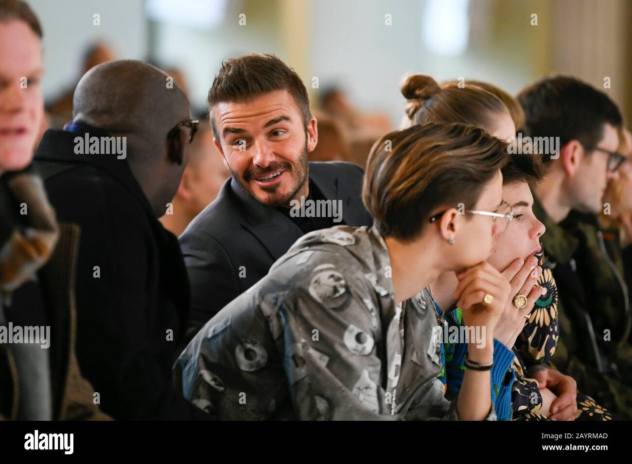 London, Großbritannien. Februar 2020. David Beckham auf Der Victoria Beckham AW20-Landebahn während der London Fashion Week Februar 2020 - London, UK 16/02/2020 - Nutzung Worldwide Credit: Dpa Picture Alliance/Alamy Live News Stockfoto