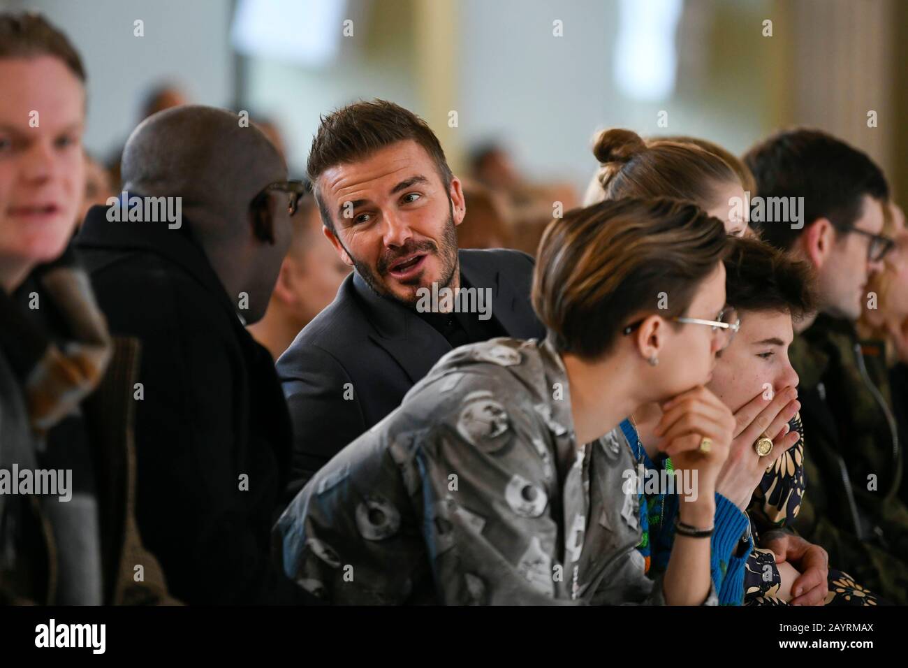 London, Großbritannien. Februar 2020. David Beckham auf Der Victoria Beckham AW20-Landebahn während der London Fashion Week Februar 2020 - London, UK 16/02/2020 - Nutzung Worldwide Credit: Dpa Picture Alliance/Alamy Live News Stockfoto