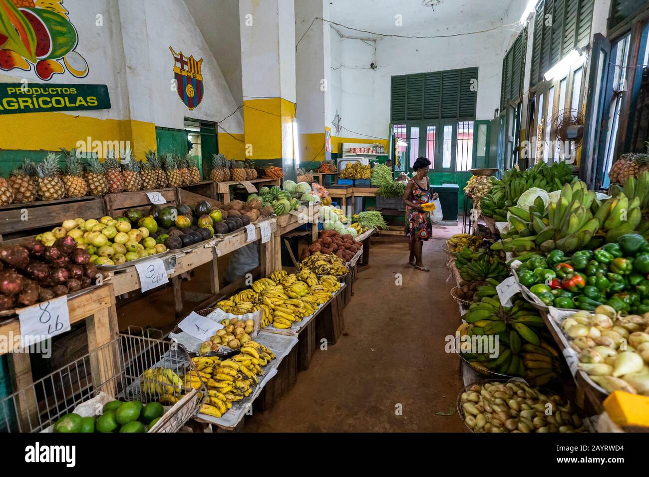 November 2019, Havanna, Kuba: Obst und Gemüse stehen auf einem lokalen Markt in Old Havanna, Kuba Stockfoto