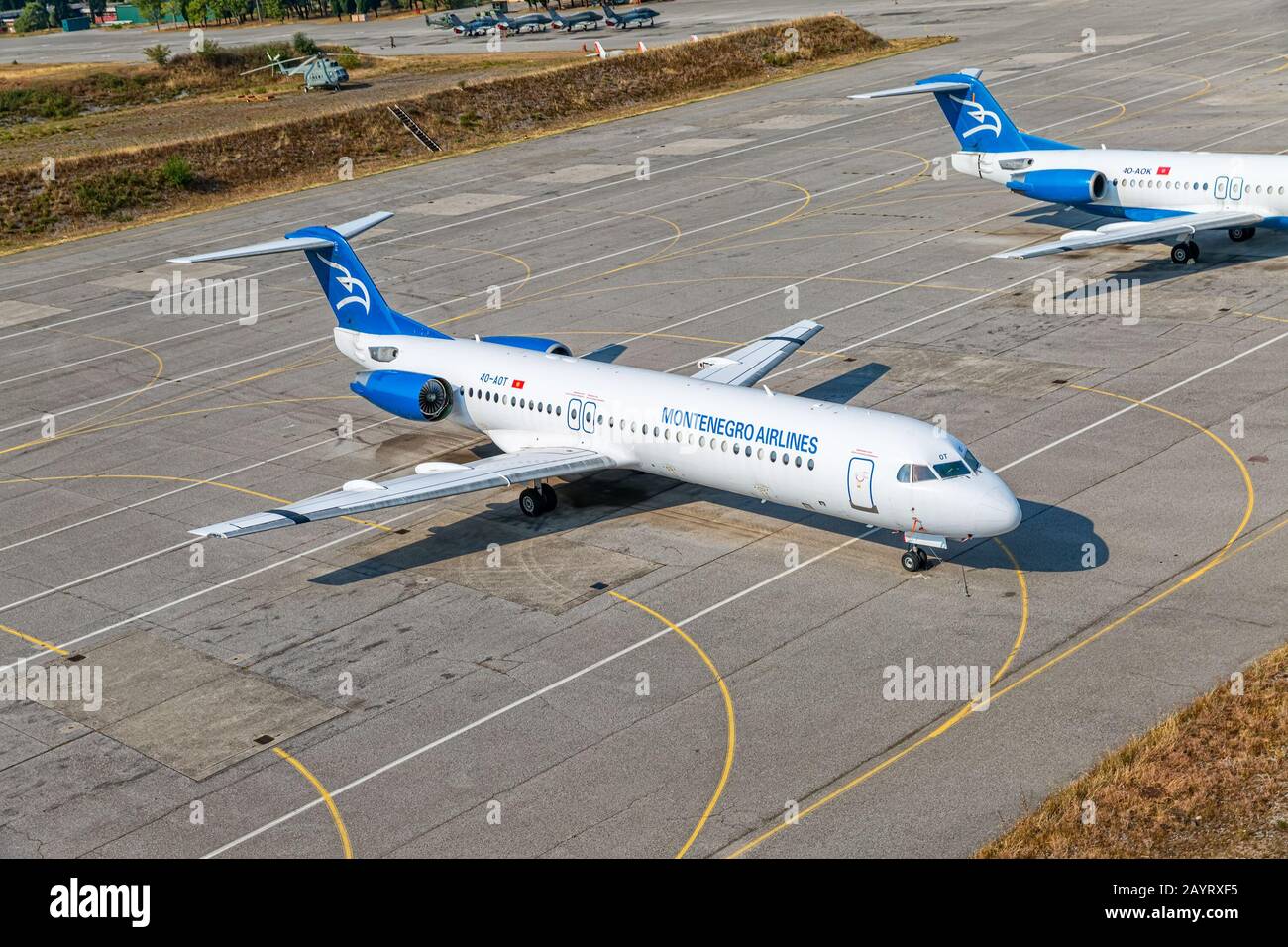Passagierflugzeuge in Podgorica Stockfoto