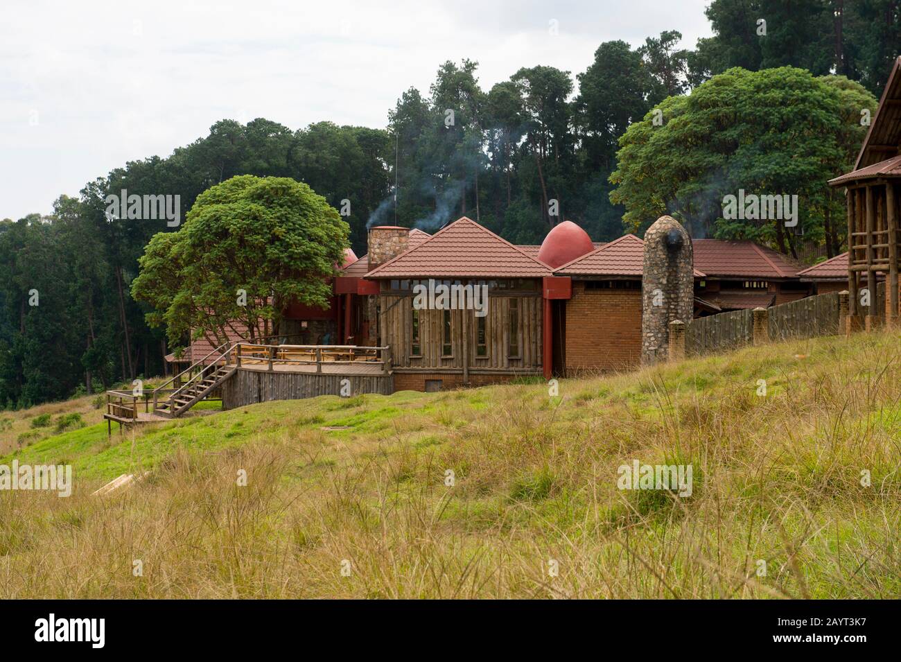 Chelinda Lodge auf dem Nyika-Plateau, Nyika-Nationalpark in Malawi. Stockfoto