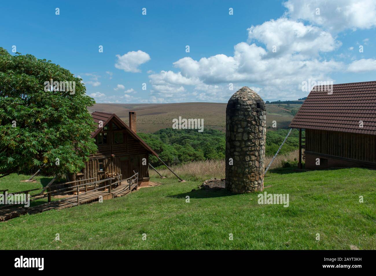 Chelinda Lodge auf dem Nyika-Plateau, Nyika-Nationalpark in Malawi. Stockfoto